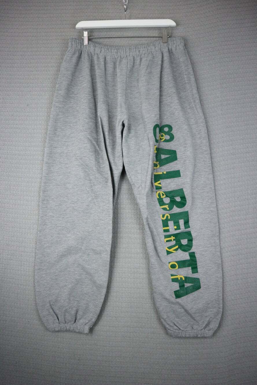 MV Sport 90s University Of Alberta Sweatpants Gray Large Cinch Bottoms Vintage